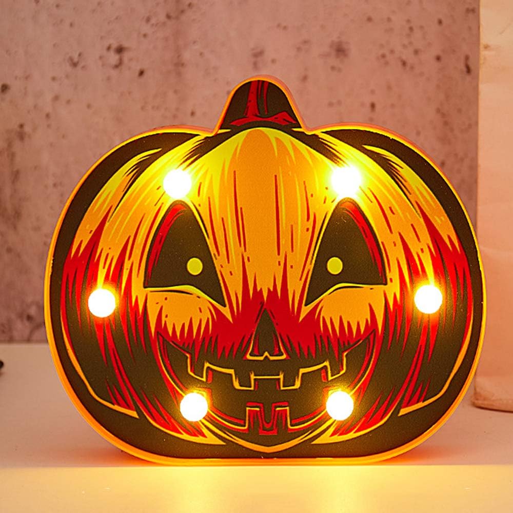 N / A Halloween Pumpkin Lights LED Wall Decor Marquee Signs Light for Children's Birthday Room Decor Party Decoration (Style C, Warm White)