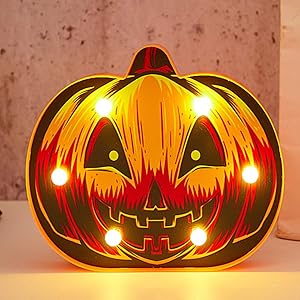N / A Halloween Pumpkin Lights LED Wall Decor Marquee Signs Light for Children's Birthday Room Decor Party Decoration (Style C, Warm White)