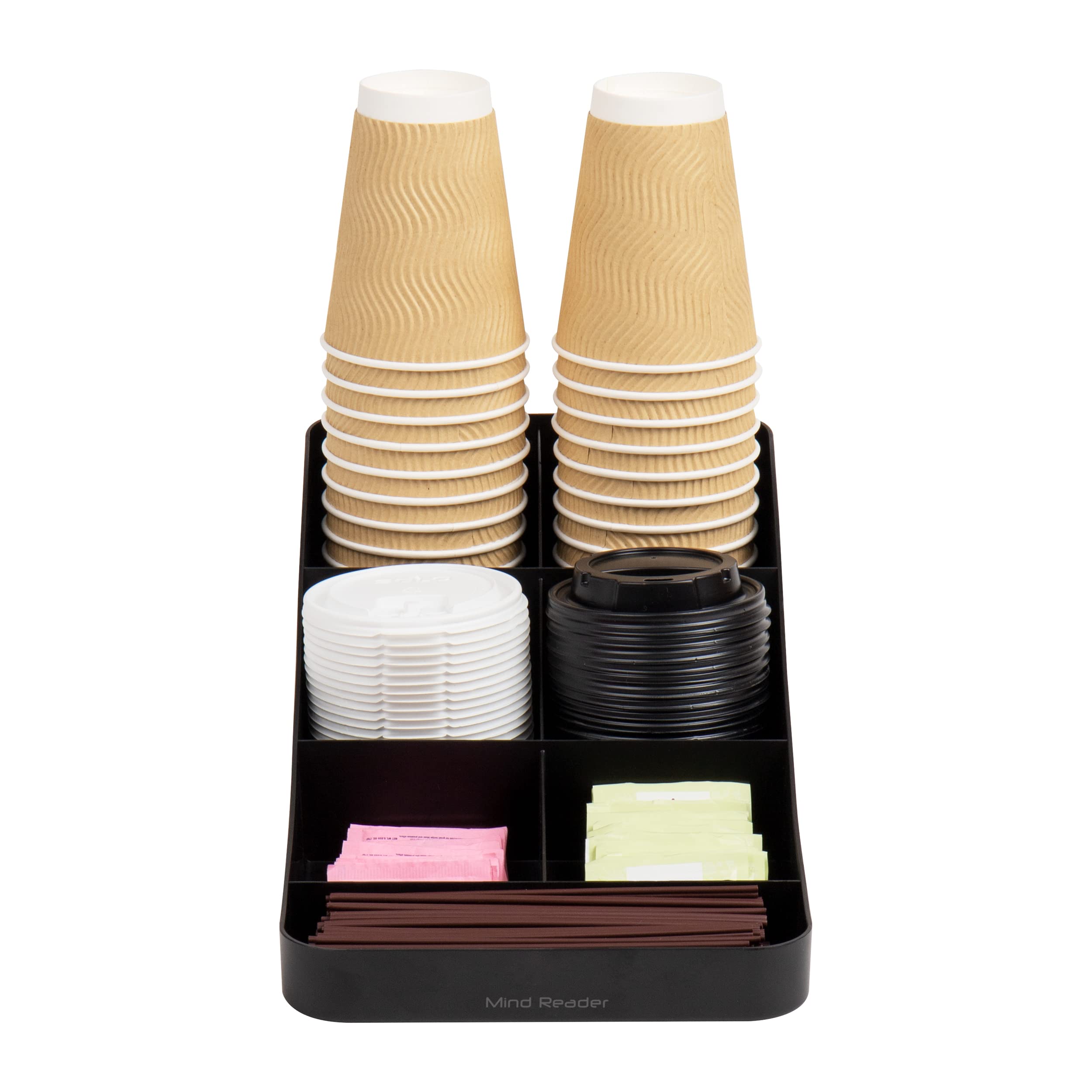 Mind Reader Cup and Condiment Station, Countertop Organizer, Coffee Bar, Kitchen, Stirrers, 7.25