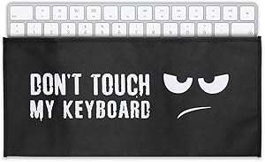kwmobile Keyboard Cover Compatible with Universal Keyboard - Protective Skin Computer Keyboard Dust Cover Case - Don't Touch My Keyboard White/Black