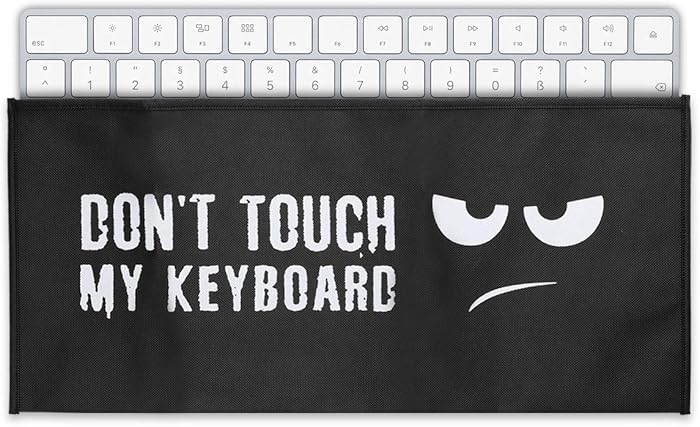 kwmobile Keyboard Cover Compatible with Universal Keyboard - Protective Skin Computer Keyboard Dust Cover Case - Don't Touch My Keyboard White/Black