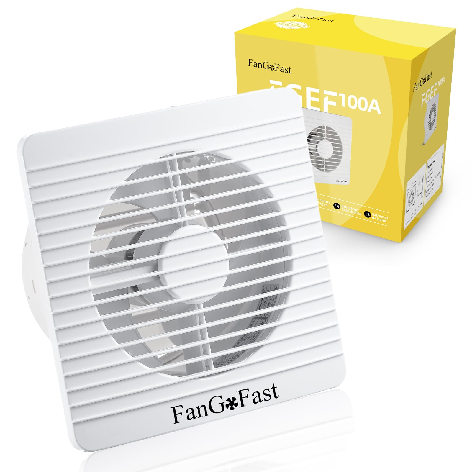 FanGoFast Bathroom Extractor Fan with Timer 4inch/100mm Bathroom Fans Quiet 12 W Powerful Wall/Ceiling Exhaust Fan for Kitchen Home Bathroom Toilet