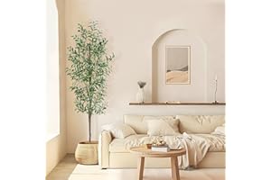 CETRD Artificial Olive Tree, 6FT Tall Faux Olive Trees 72in Outdoor Fake Potted Silk Plant with Trunk and Realistic 648 Leaves and 24 Fruits for Modern Office Home Decor Indoor（1pack）