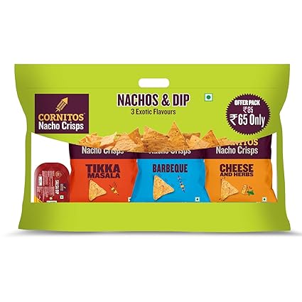 Cornitos 3 Packs (3 Exotic Flavor) of Nachos Crisps 30g+ cornitos Salsa dip