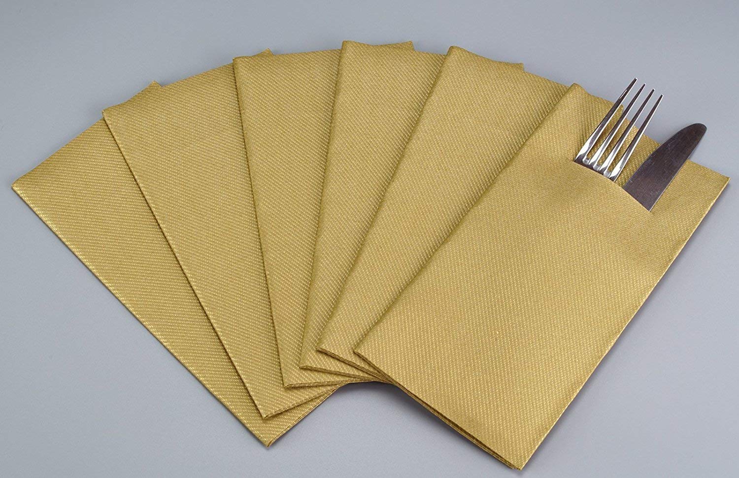 finemark Pack of 75 Cutlery Napkins 40 x 40 cm Fabric-Like with Slot for Cutlery Folded Cutlery Pockets Dinner