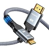 Highwings Mini HDMI to HDMI Cable High Speed 10FT, 4K 60Hz | HDMI to Mini HDMI Cable Male Bi-Directional 2.0 Cord, for HDTV, Tablet, Camera and Camcorder [Aluminum Shell, Nylon Braided]