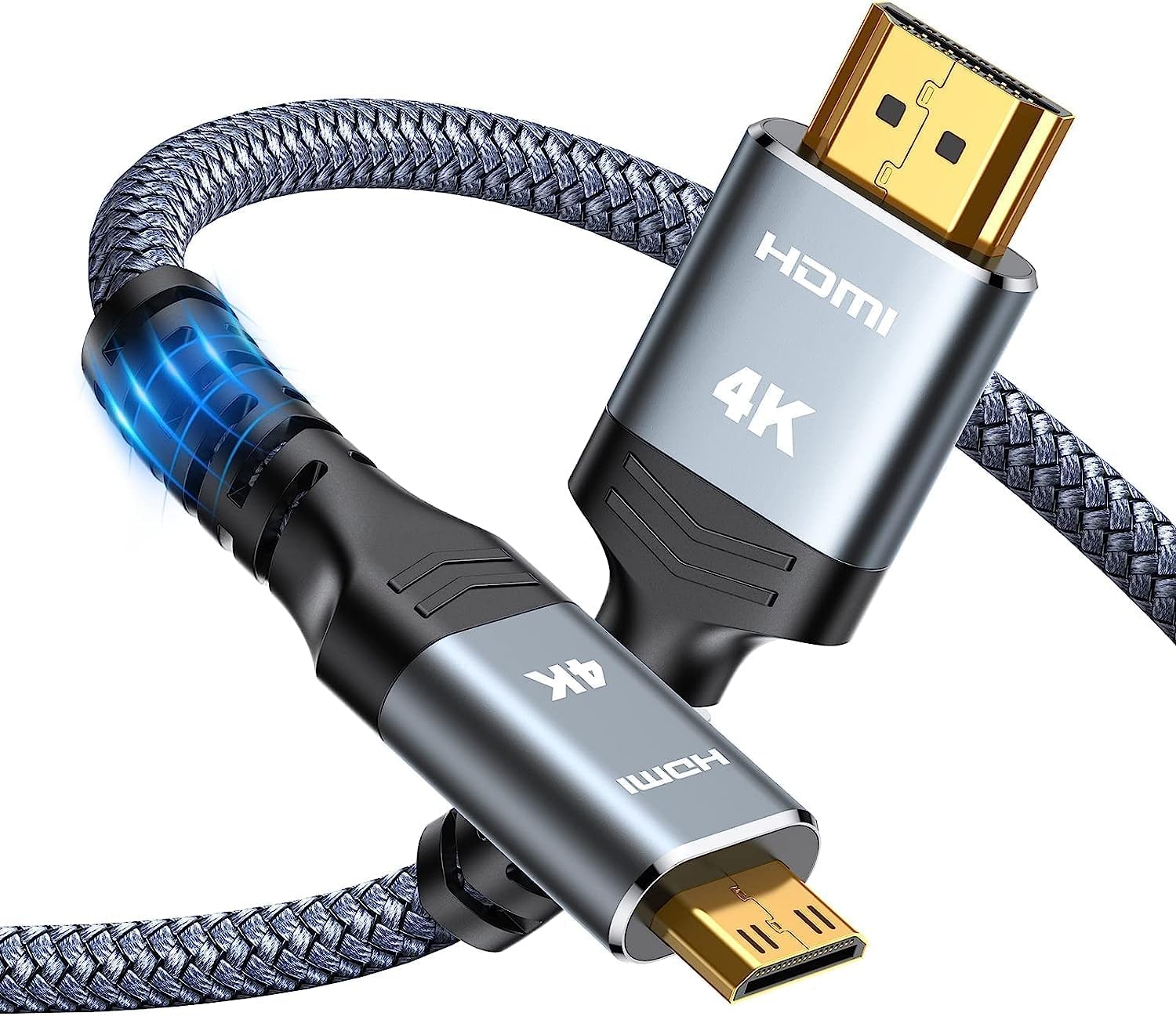 Photo 1 of Highwings Mini HDMI to HDMI Cable 10FT, 4K 60Hz High Speed HDMI to Mini HDMI Cable Male Bi-Directional 2.0 Cord, for HDTV, Tablet, Camera and Camcorder [Aluminum Shell, Nylon Braided]