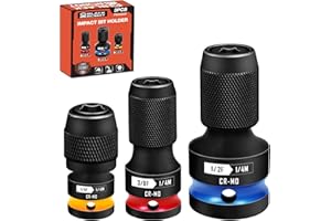 BLACKROBOT 3PCS Quick Release Impact Bit Holders 1/2 3/8 1/4-Inch Square Drive to 1/4-Inch Hex Socket Adapter, CR-MO Steel, Impact Wrench Ratchet Use