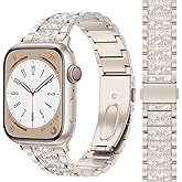 MARGE PLUS Compatible with Apple Watch Bling Band Women 38mm 40mm 41mm 42mm Series 11 10 9 8 7 6 5 4 3 2 1 SE, Upgraded Sparkle Replacement Bracelet iWatch Band, Diamond Rhinestone Stainless Steel Metal Strap