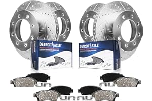 Detroit Axle - 4WD Brake Kit for Ford 2013-2022 F-250 F-350 Super Duty, 14.29" inch Front Rear Drilled Slotted Brake Rotors Ceramic Brakes Pads 2014 2015 2016 2017 2018 2019 2020 2021 Replacement