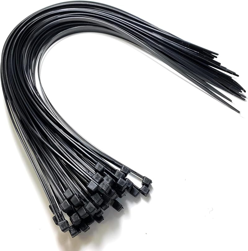 On1Shelf Cable Ties Black 450mm 4.8mm 50-Pack Heavy Duty Nylon Zip Ties