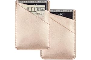 uCOLOR 2Pack Phone Card Holder, Leather Phone Wallet Stick On, Adhesive Stretchy Credit Card Pocket for Back of Phone for Phone Case Compatible with Most of Cell Phone (Rose Gold)