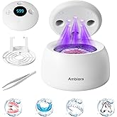 Ambiora 45kHz Ultrasonic Retainer Cleaner Machine, 200ML Denture Cleaner with 4 Cleaning Modes, Digital Timer, Mouth Guard Cleaner for Aligner, Toothbrush, Jewelry and Etc