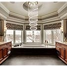 Saint Mossi Modern K9 Crystal Raindrop Chandelier Lighting Flush mount LED Ceiling Light Fixture Pendant Lamp for Dining Room Bathroom Bedroom Livingroom Double Swirl 8 GU10 Bulbs Required H86 W24