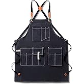 Aoomzoon Canvas Aprons for Men Chef Apron, Work Apron with Large Pockets - 16oz Heavy Duty Cross Back, BBQ, Cooking
