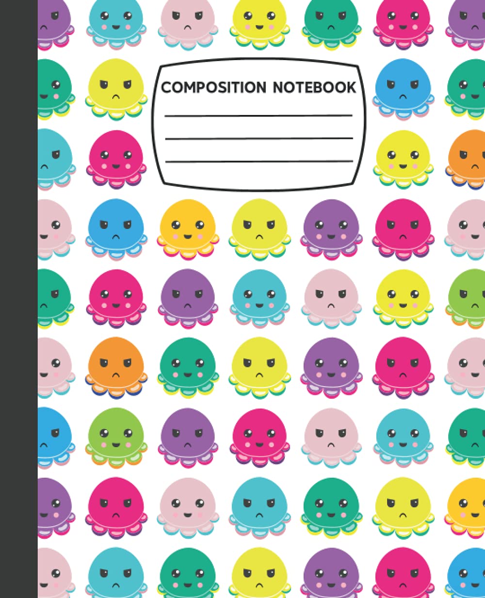Composition Notebook:: Happy Grumpy Octopus, Wide Ruled Composition Notebook (7.5x9.25 inches), Octopus Reversible Pattern Cover