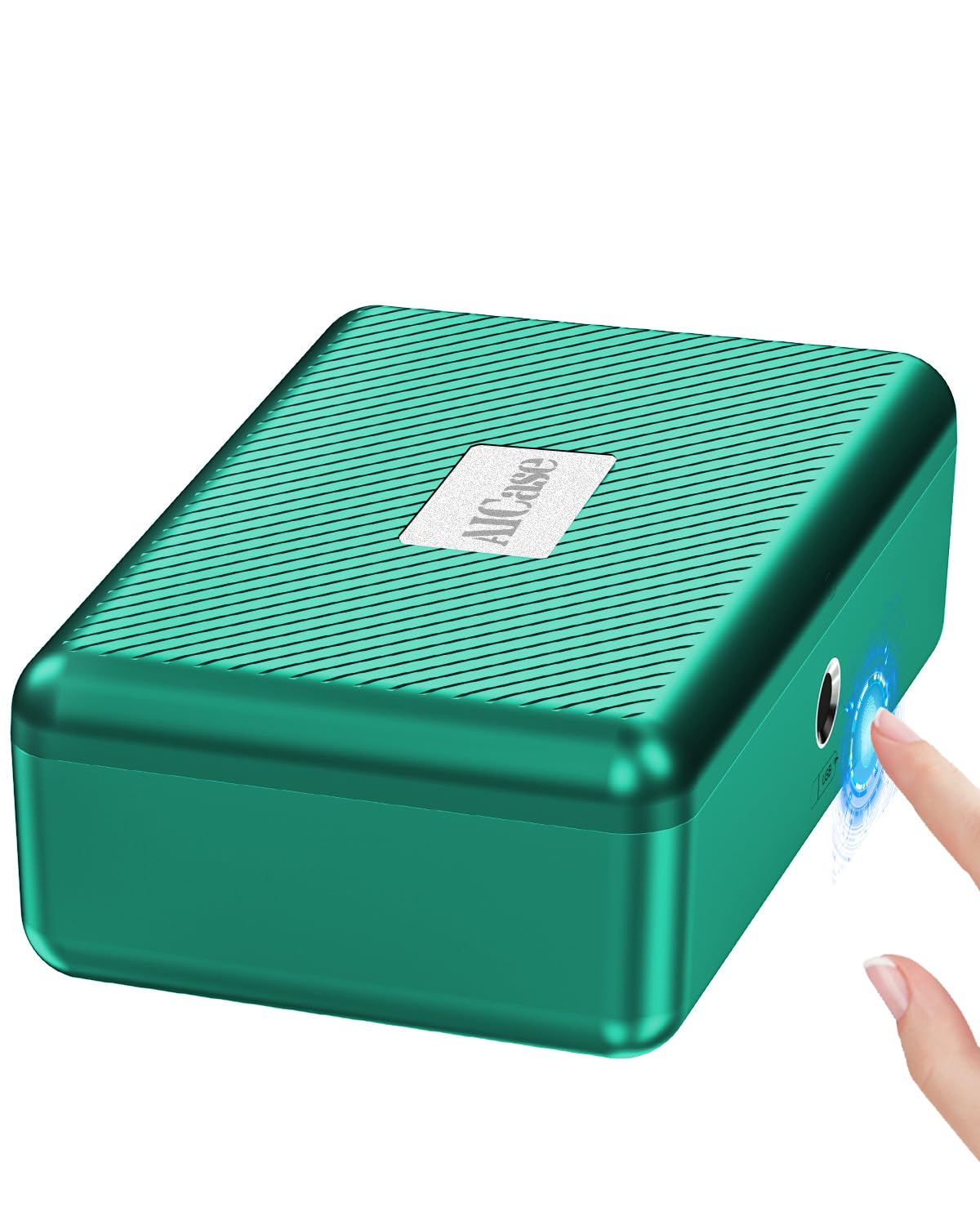 AICase Biometric Fingerprint Storage Box, Portable Cash Jewelry Security Case Lock Box Safe,Combination Lock for Car, Home,Office Travel_Green