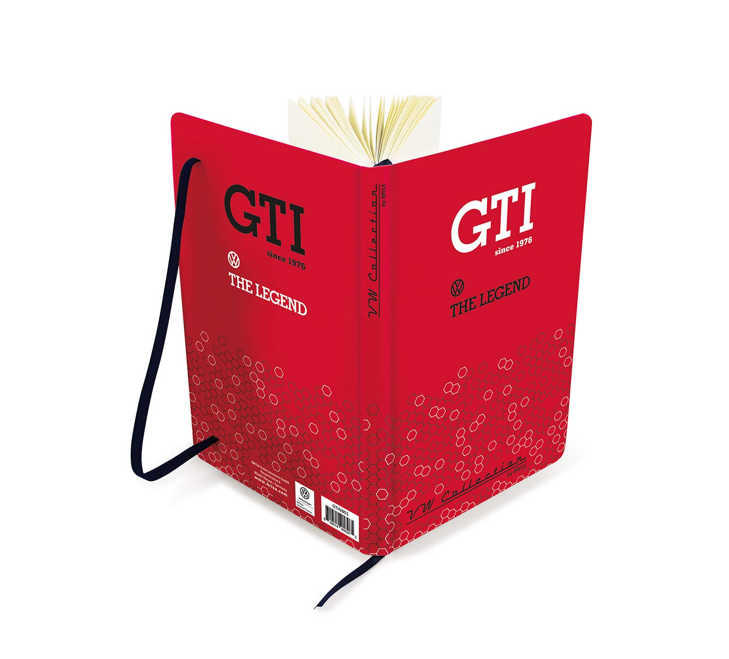 BRISA VW Collection - Volkswagen Notebook-Diary-Writing Book, Lined with Hardcover Binding in T1 bus, Beetle, GTI Design DIN A5 (The legend/red)