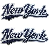 B-Sheep 2 PCS New York Script Embroidered Patch Iron On Patches Sports Fan Retro Lettering Badge for Hats, Jackets, and DIY Clothing Decor