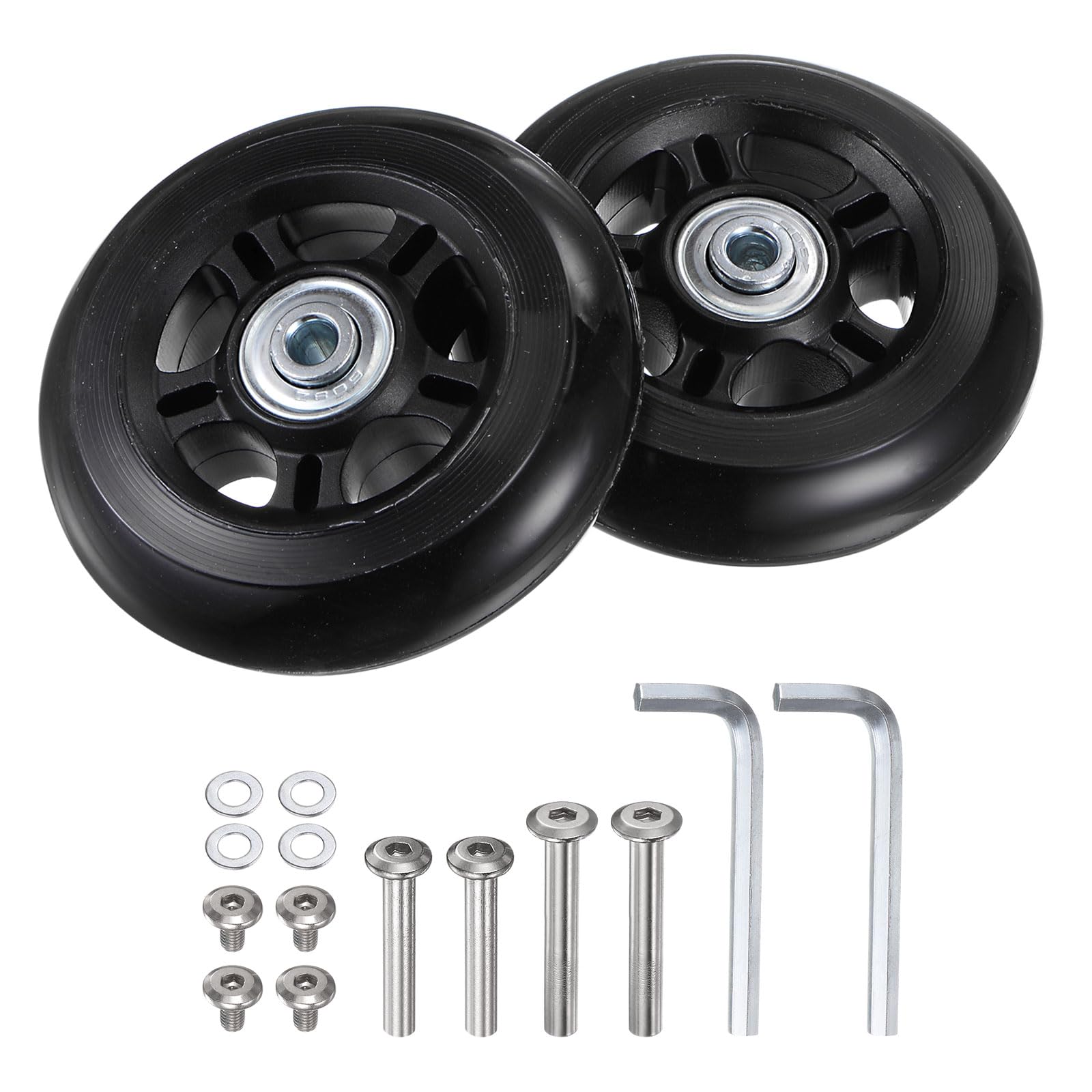 Photo 1 of uxcell Replacement Luggage Wheels 84x24mm Suitcase Wheel Repair Kits Include 2 PU Bearing Wheels & Washers, Wrenches & Axle Screw for Trolley Bag, Inline Skate and Caster Board