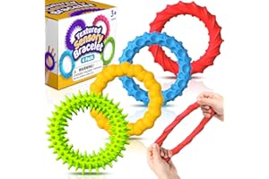 SMALL FISH Sensory Fidget Toys for Kids Adults - 4 Pack Stretchy Fidget Bracelet | Texture & Calming Autism Sensory Toys for Special Needs Autistic Children | Calm Down Toy for Toddler Girls Boys
