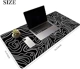 HGWALP Large Gaming TOPO Mouse Pad Black and White Topographic 31.5 x 11.8 view 2