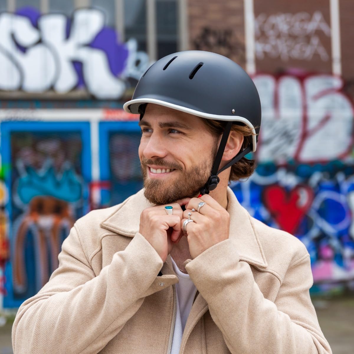 VINZ Aragon Fahrradhelm | Robuster Stadthelm für den Stadtverkehr | Leicht & Individuell Anpassbar | Urban Fahrrad Helm Für Erwachsene - Matt Schwarz 6
