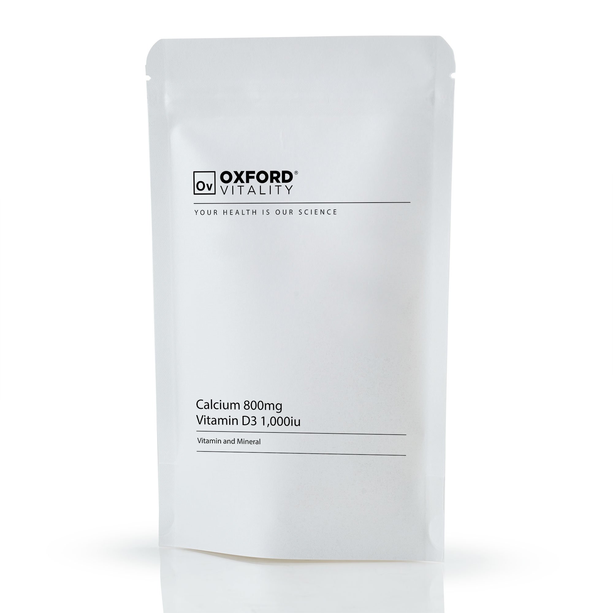 Oxford Vitality Calcium & Vitamin D Tablets | 1000IU Vitamin D3 Supplement for Bone Health Calcium Absorption and Daily Support | Easy to Take Tablets | Pack of 120 | UK Made