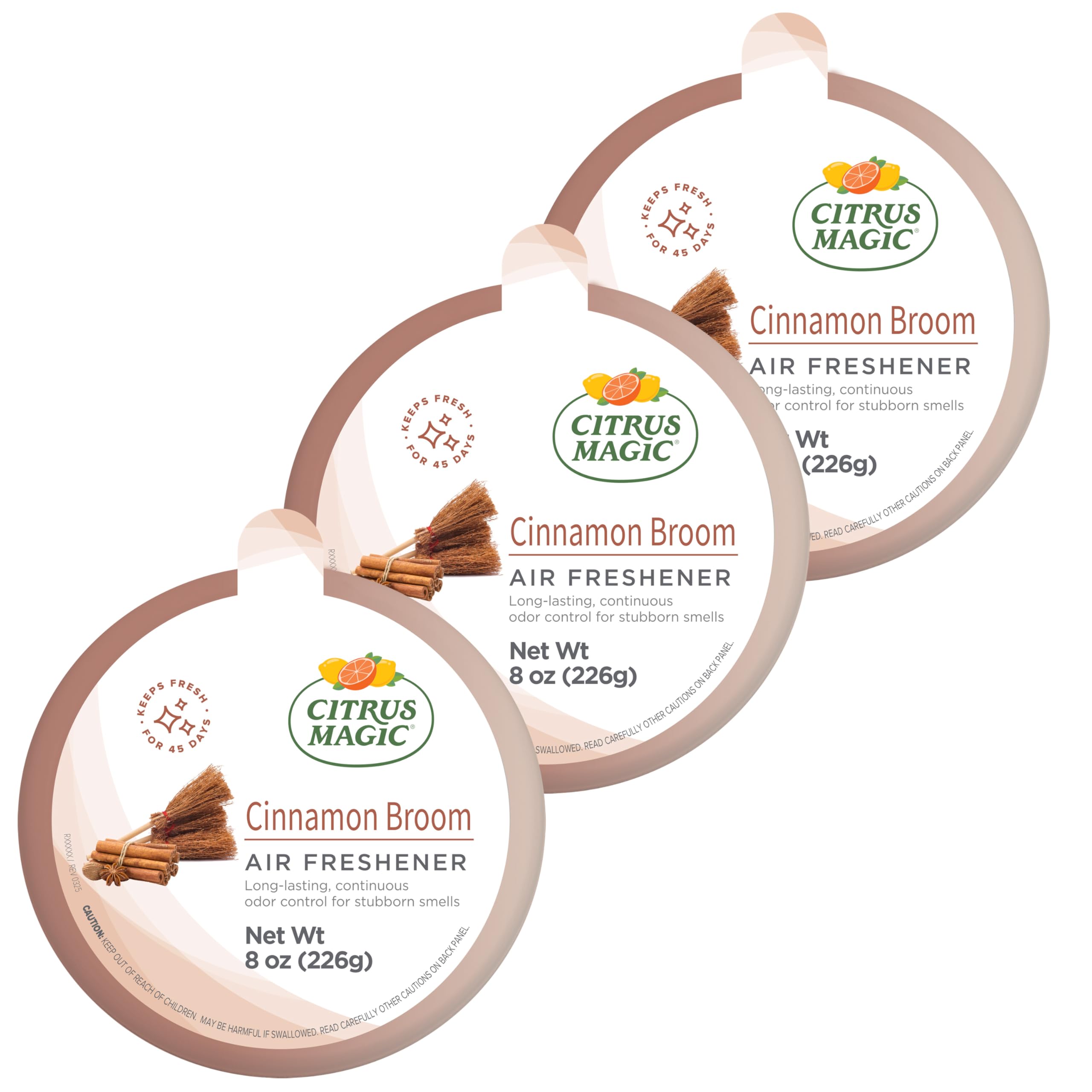 Photo 1 of Citrus Magic Odor Absorbing Solid Air Freshener, Cinnamon Broom, 8-Ounce, Pack of 3