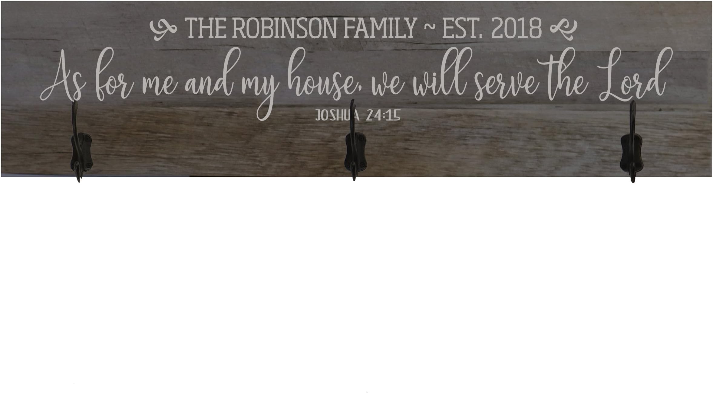 LifeSong Milestones Personalized Coat Rack As for Me and My House Wall Mounted Coat Rack with 3 Hooks for Jackets, Hats, Scarves, Clothes,Towels with Inspirational Scripture Wall Quote (Barnwood)