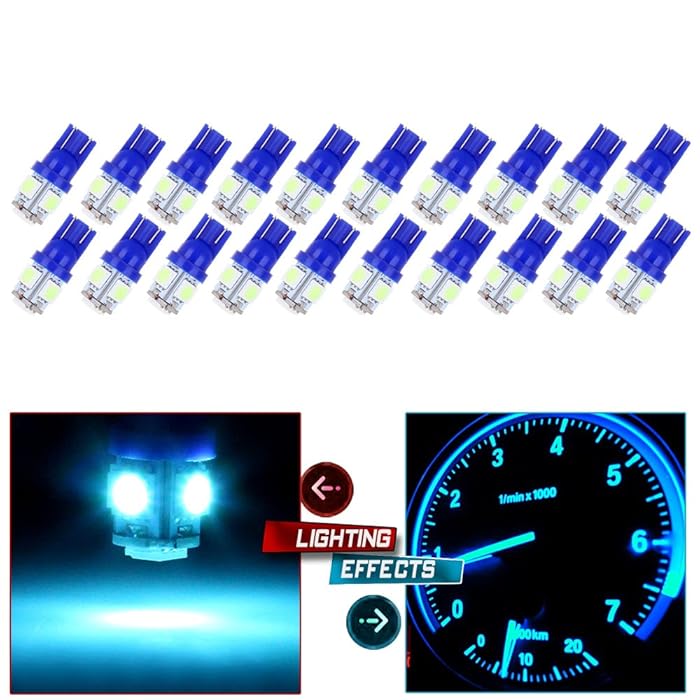 cciyu 20 Pack Ice Blue T10 W5W Wedge 168 194 LED Bulb Replacement fit for 2013 2014 2015 Infiniti JX35 (QX60) Dome Light Map Light Step/Courtesy/Door Light