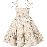 Happy Town Toddler Baby Girl Halter Boho Sundress Casual Smocked Dress Ruffle Hem Beach Summer Dresses Spring Ouftits