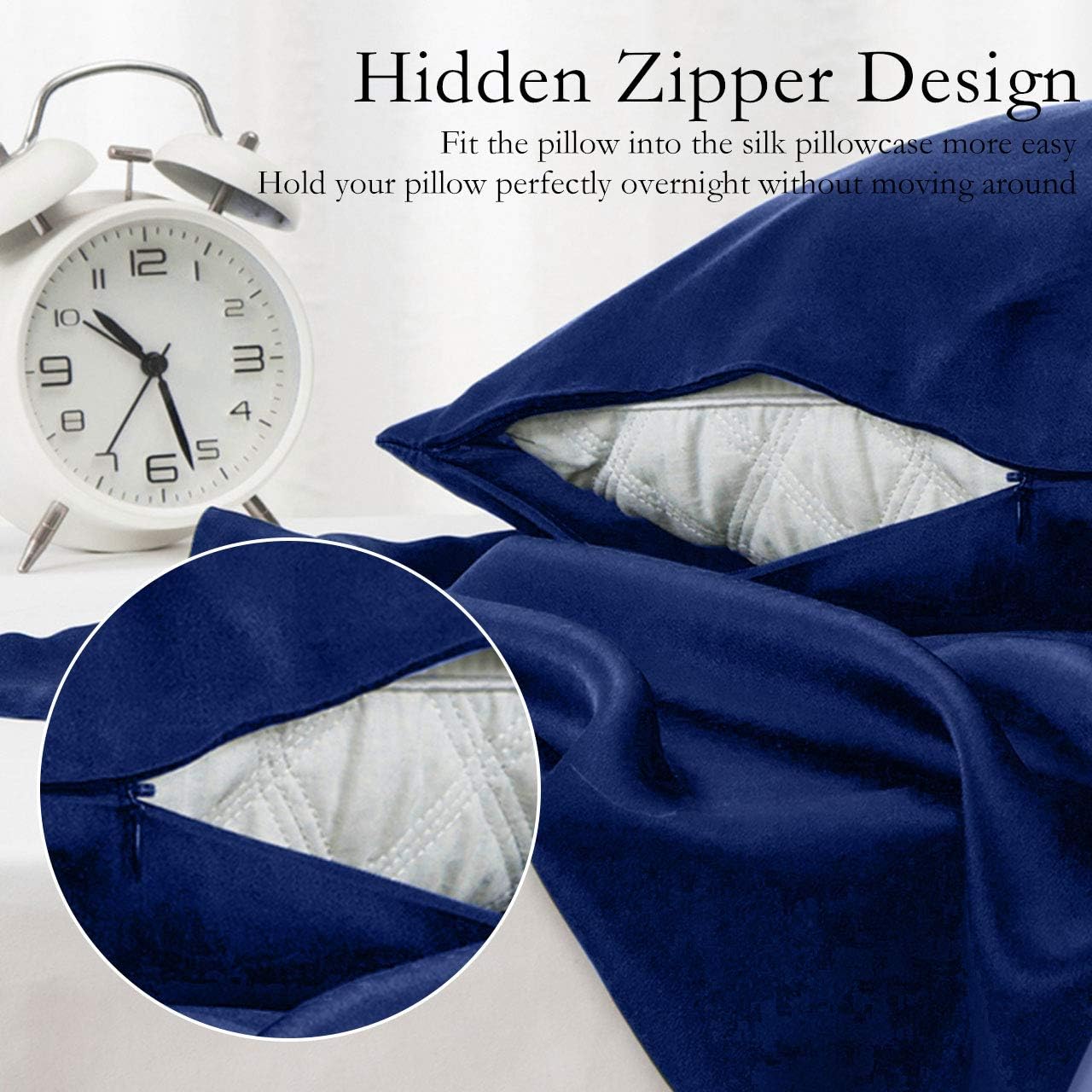 Midohome Silk Pillowcase for Hair and Skin, 100% Mulberry Silk Bed Pillowcase with Hidden Zipper, Both Side Silk Pillow Cover 19 Momme, Soft Breathable Smooth, 2 Pack Queen Size Pillow Case: Home & Kitchen