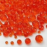 Xinhongo 600pcs Crystal Glass Beads 3mm 4mm 6mm 8mm 10mm Rondelle Faceted Crystal Beads Spacer Beads for Necklace Bracelet Earrings DIY Jewelry Crafts Making Supplies(Orange Red)