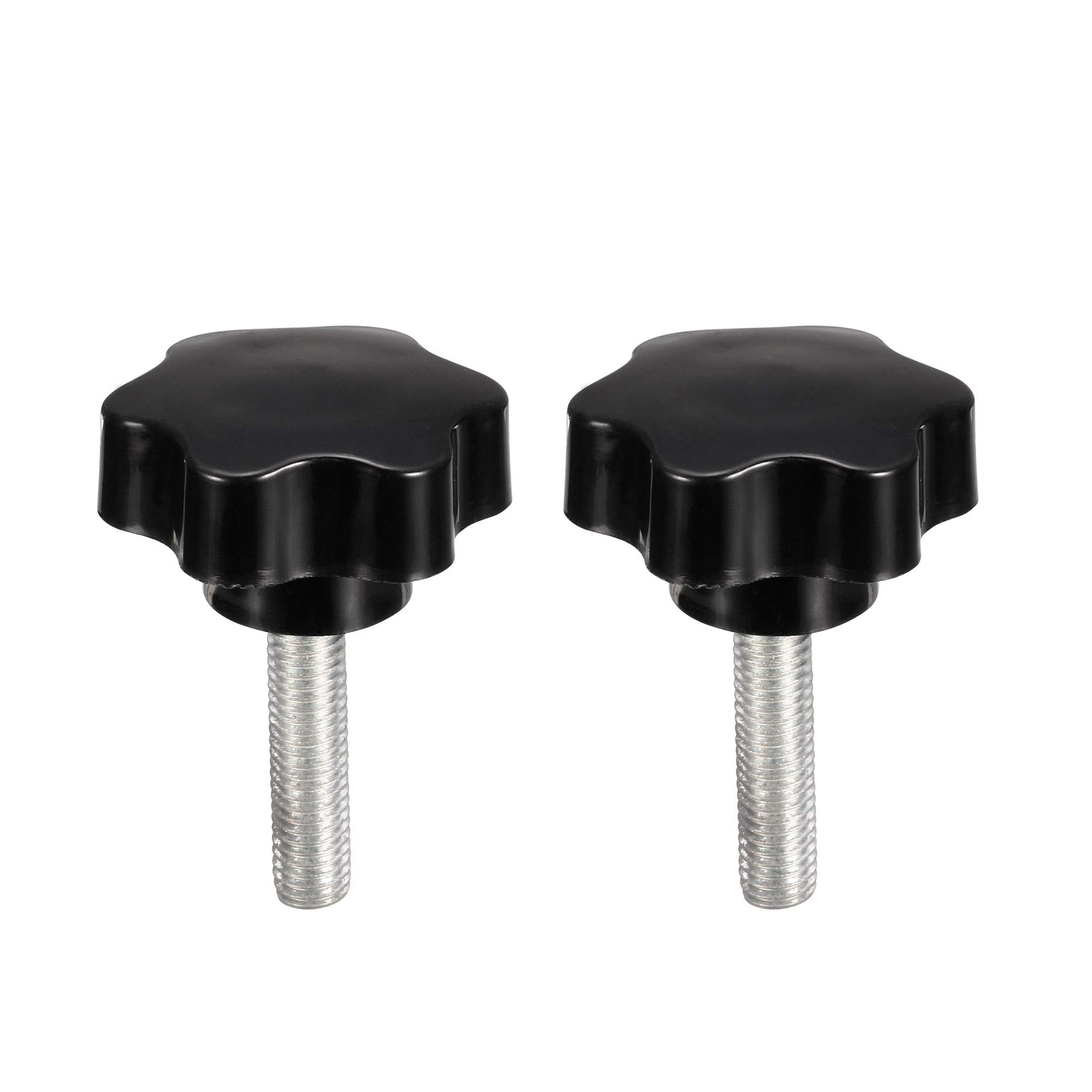uxcell Clamping Screw Knob, 48mm Dia Plum Hex Shaped Grips Star Knob M10 x 40mm Male Thread, 2pcs