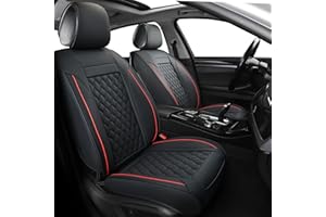VANKERFUL Car Seat Covers Full Set,Universal Fit for Most Cars,SUV,Sedans and Pick-up Trucks,Automotive Vehicle Faux Leather Cushion Covers for 5 Passenger Cars(Full Set,Black/Red)