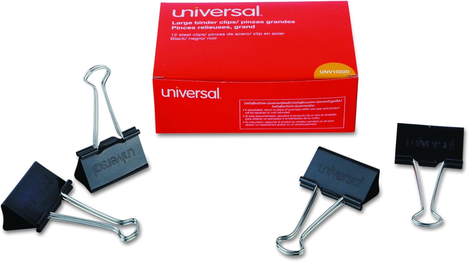 Universal 10220 Clips grandes para carpeta, capacidad de 1 pulgadas