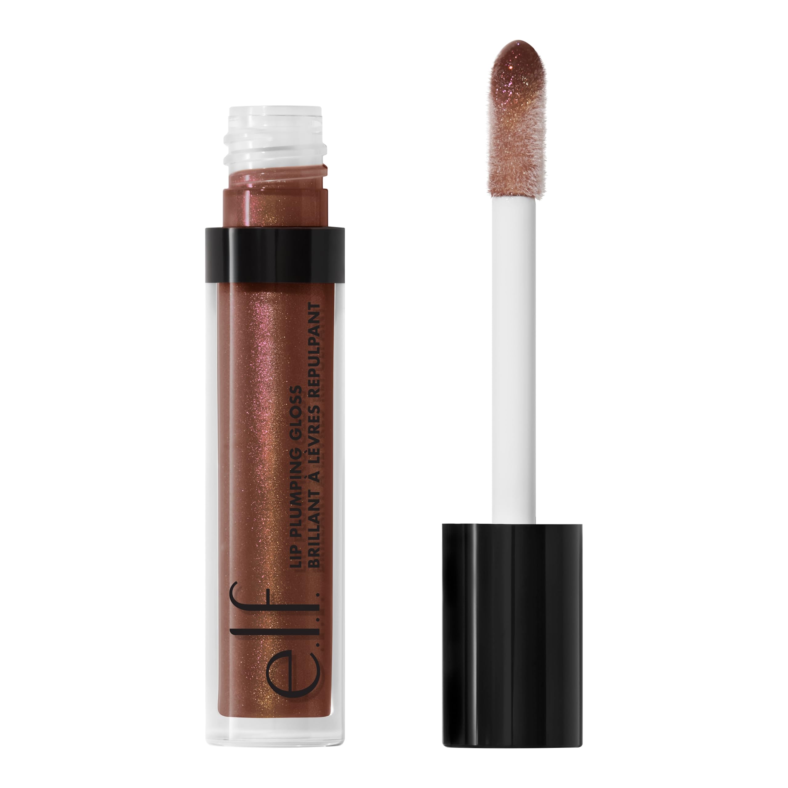 e.l.f. Lip Plumping Gloss, High-Shine Sheer Colour, Hydrates & Creates Fuller Lips With Vitamin E, Vegan & Cruelty-Free, Chocolate Glaze