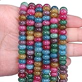 Songxi 5x8mm Natural Tourmaline Stone Rondelle Beads, 75PCS Spacer Round Loose Abacus Beads for Jewelry Making, Gemstone for Bracelet Necklace Earrings, Arts and Crafts