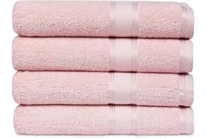 Casa Lino Blush Pink Bath Towels Set of 4 (54" x 27") - Large Bathroom Towel Set - 100% Cotton Towels for Bathroom - Highly Absorbent & Quick Dry Bath Towel Multipack - New Apartment Essentials