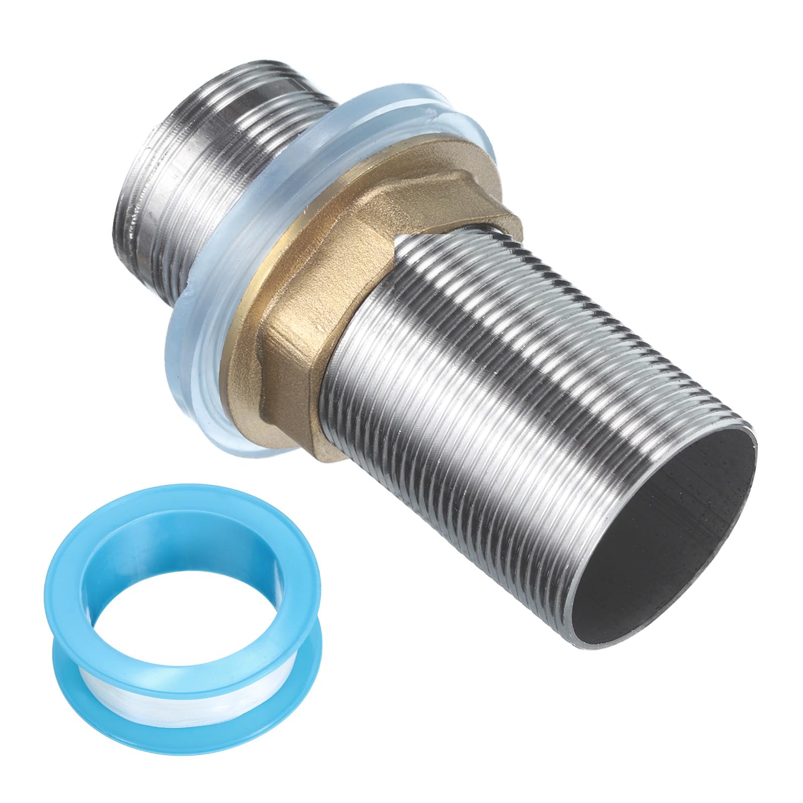 uxcell 3" Faucet Mount Extension Shank Stainless Steel Threaded Pipe Lengthen Mounting Shank Lengthen Fixed High Foot with Nut and Gasket 1PCS