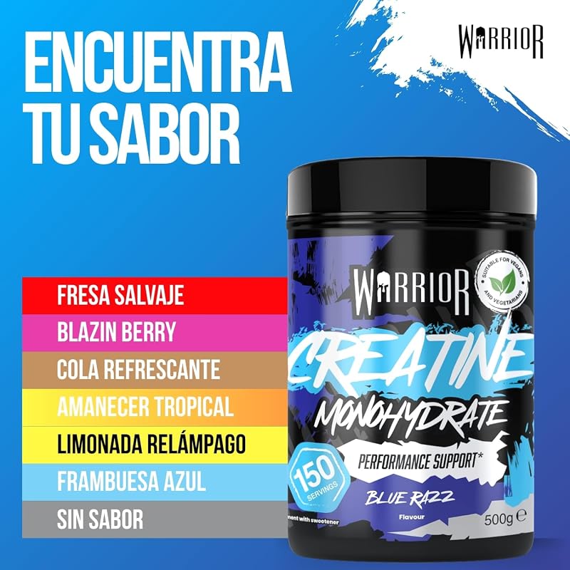Creatina Monohidrato Polvo 500 g, Vegana – Frambuesa Azul
