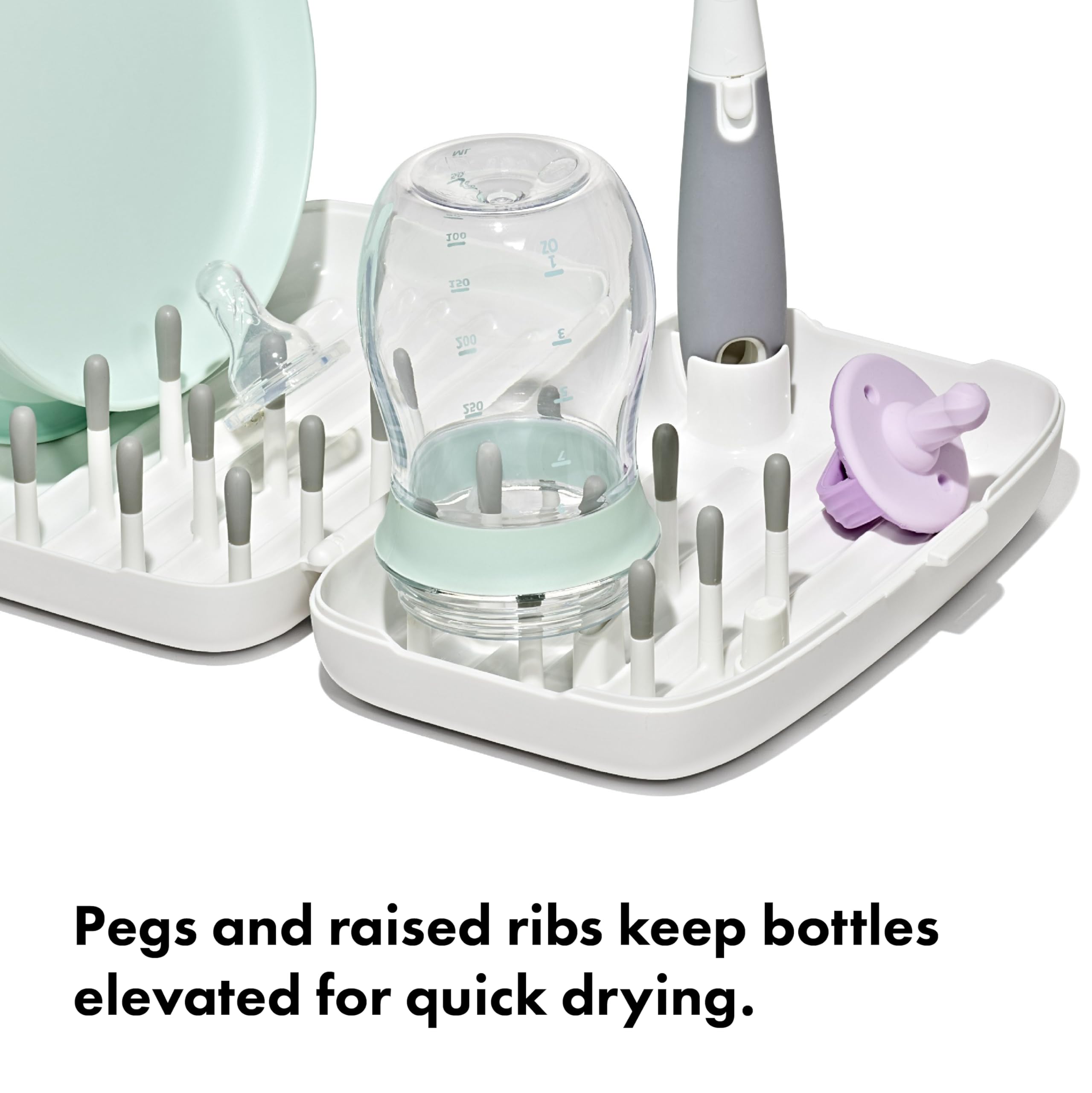 OXO Tot Travel Size Drying Rack with Bottle Brush- Gray