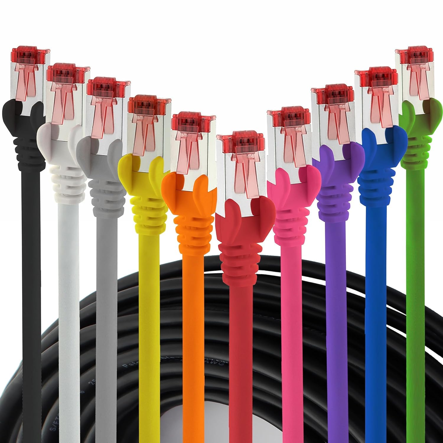 1aTTack.de - 10x 0.25m CAT6 patch cable S/FTP PIMF shielding CAT.6 RJ45 network cable Ethernet cable DSL LAN router switch modem patch panel - 10 colors