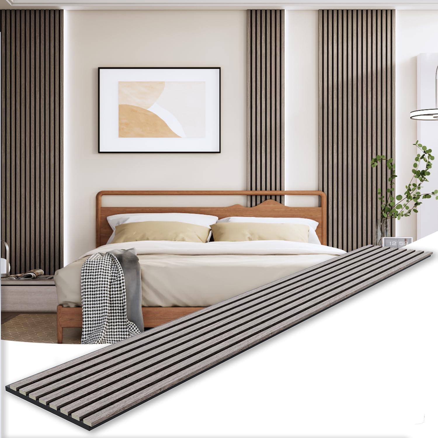 Wood Panels for Wall, 3D Soundproof Slat Wall Paneling, 2 Pack 94.5" x ...