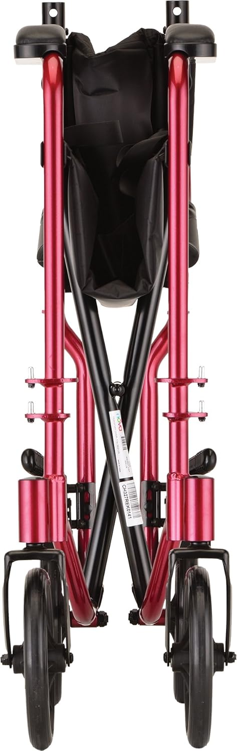 NOVA Medical Products Lightweight 327 Transport Chair, Folds Compact for Car Trunks and Storage, More Narrow Frame, Great for Travel, Color Red, 17": Health & Personal Care
