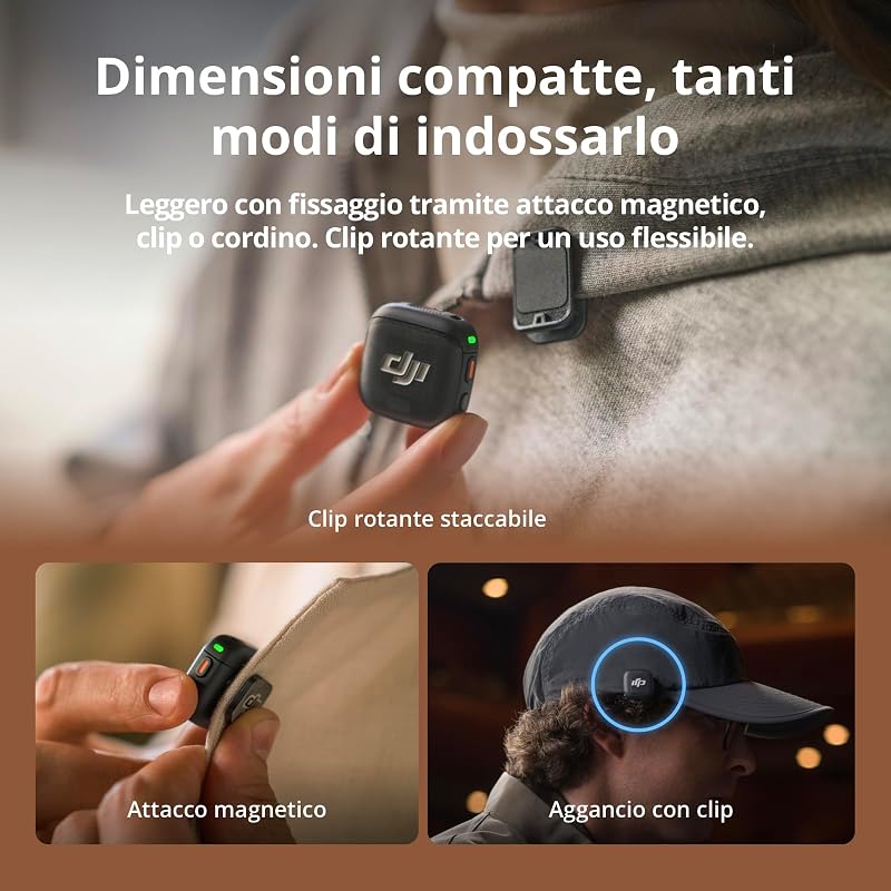 Trasmettitore DJI Mic 3, mini mic wireless per iPhone/fotocamera/Android
