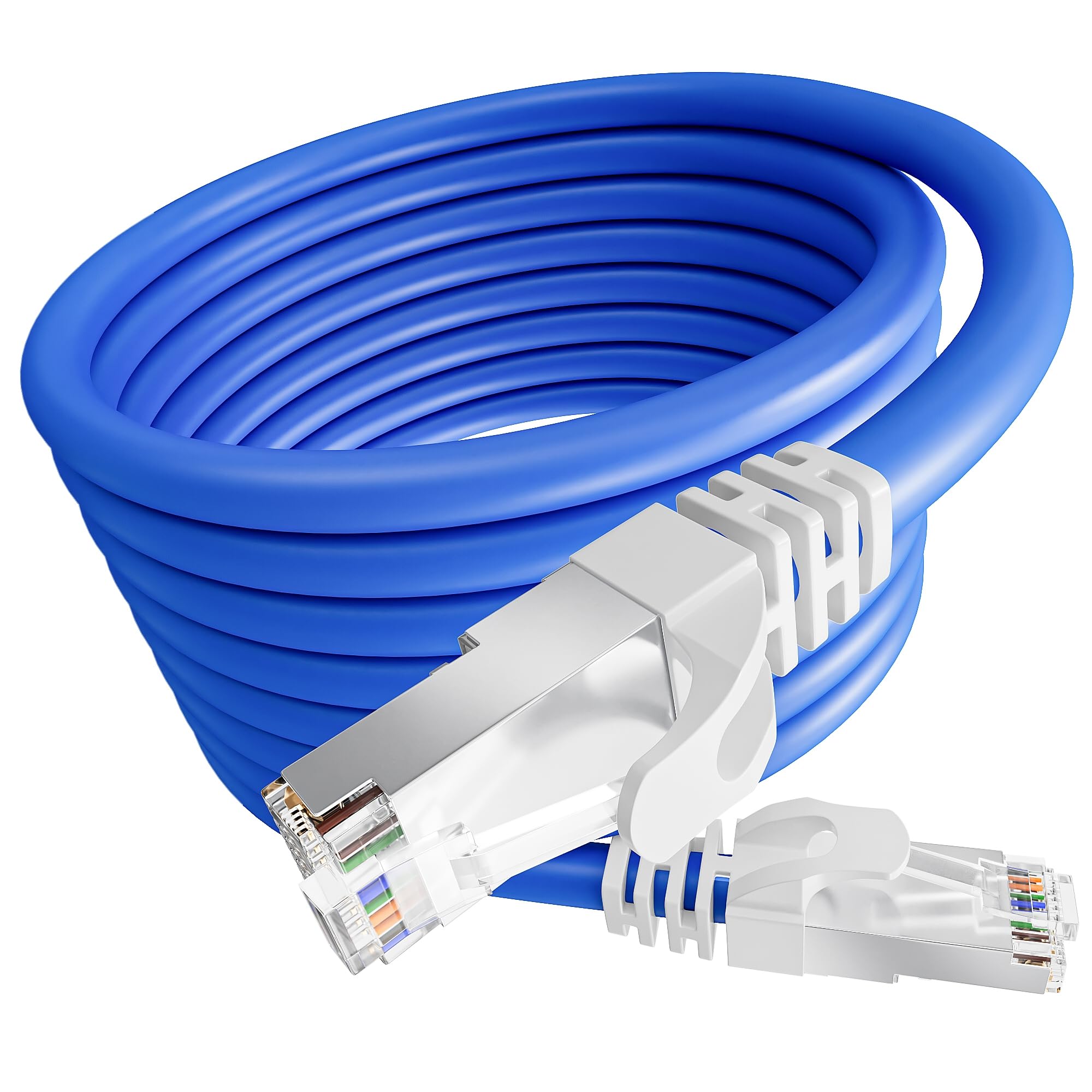 Ethernet Cable 10m Cat 6A High Speed Internet Cable Long, FTP Shielded RJ45 Network LAN Cable 10 merer, 24AWG 550MHz Gigabit Broadband Patch Cord for Router Modem Switch Laptop Xbox PC - Blue