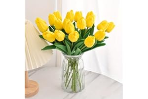 14 Pcs Tulips Artificial Flowers Faux Tulip Stems Real Feel PU Tulips Easter Spring Wedding Bouquet Centerpiece Floral Arrang