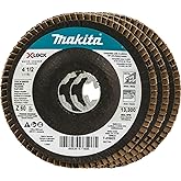 Makita T-03903-3 X-Lock 4‑1/2" 60 Grit Type 29 Angled Grinding and Polishing Flap Disc X-Lock and All 7/8" Arbor Grinders, 3/pk